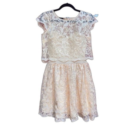 Bebe Bella Lace Sequin Dress Prom Spaghetti Strap Shrug Two Piece XS - Picture 1 of 6